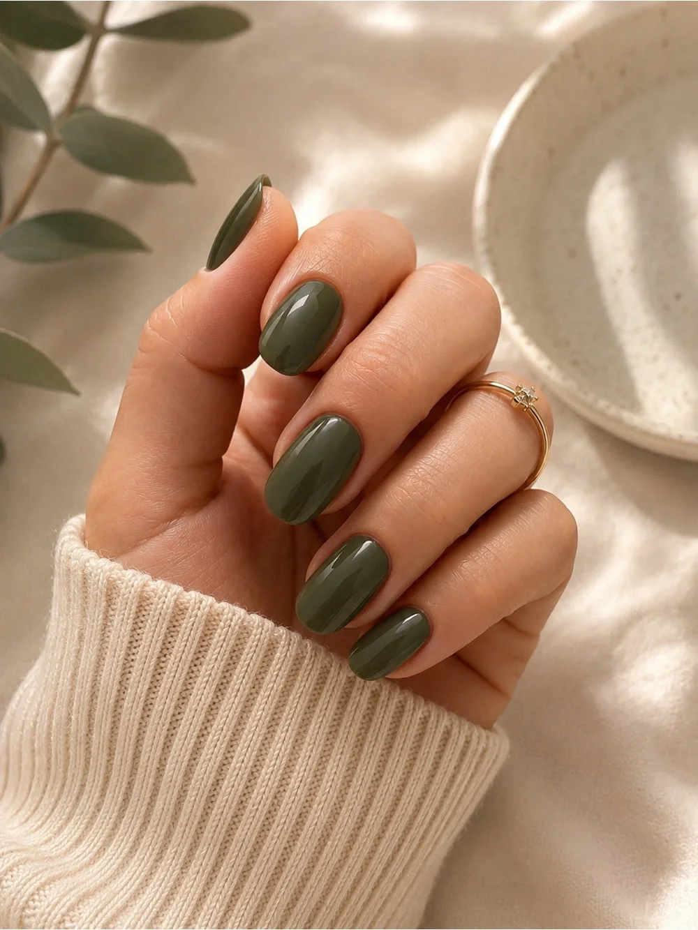 Geluxe Nail Wraps - Pressed Leaf Olive Green